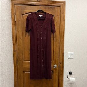 BNWOT Women's Gilli Short Sleeved Sweater Dress/Long Sweater Wine Large
